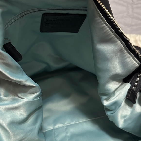 ⭐️#14769 Coach Kristin Black Leather Hobo Bag Silver Hardware Blue Interior - Picture 3 of 13